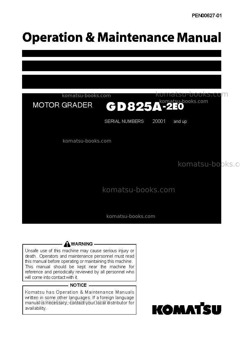 Komatsu gd825a-2jpn-e0 Operation manual cover Komatsu gd825a-2jpn-e0 Operation manual cover