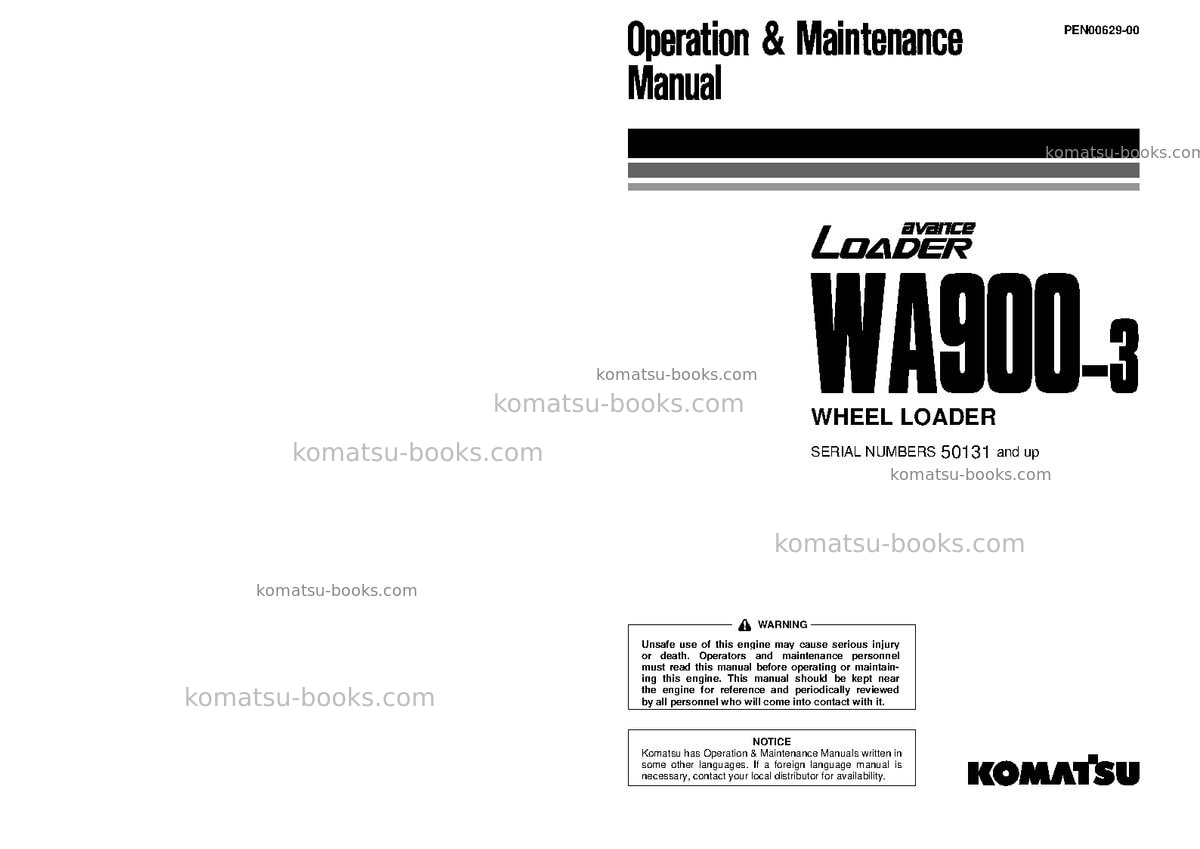 Komatsu wa900-3jpn Operation manual cover Komatsu wa900-3jpn Operation manual cover