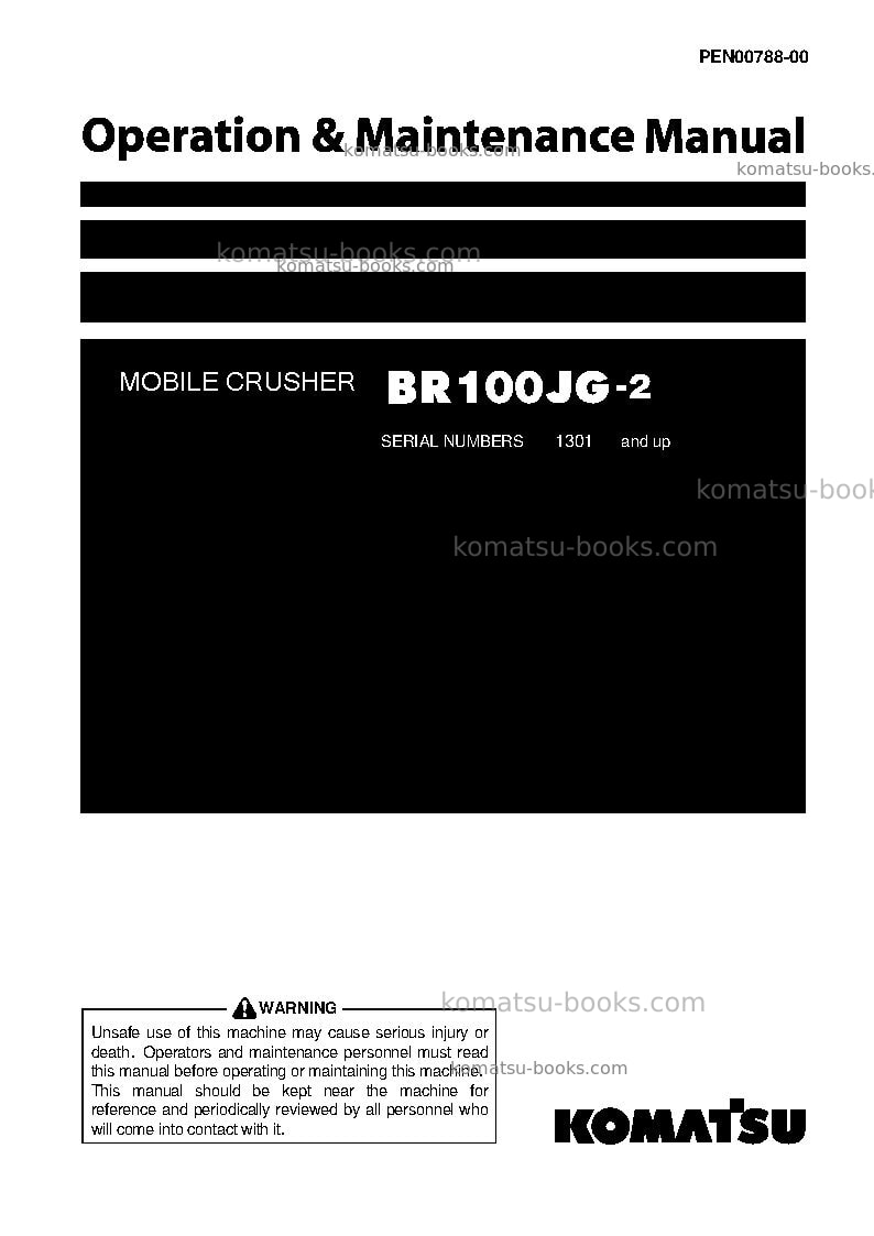 Komatsu br100jg-2jpn Operation manual cover