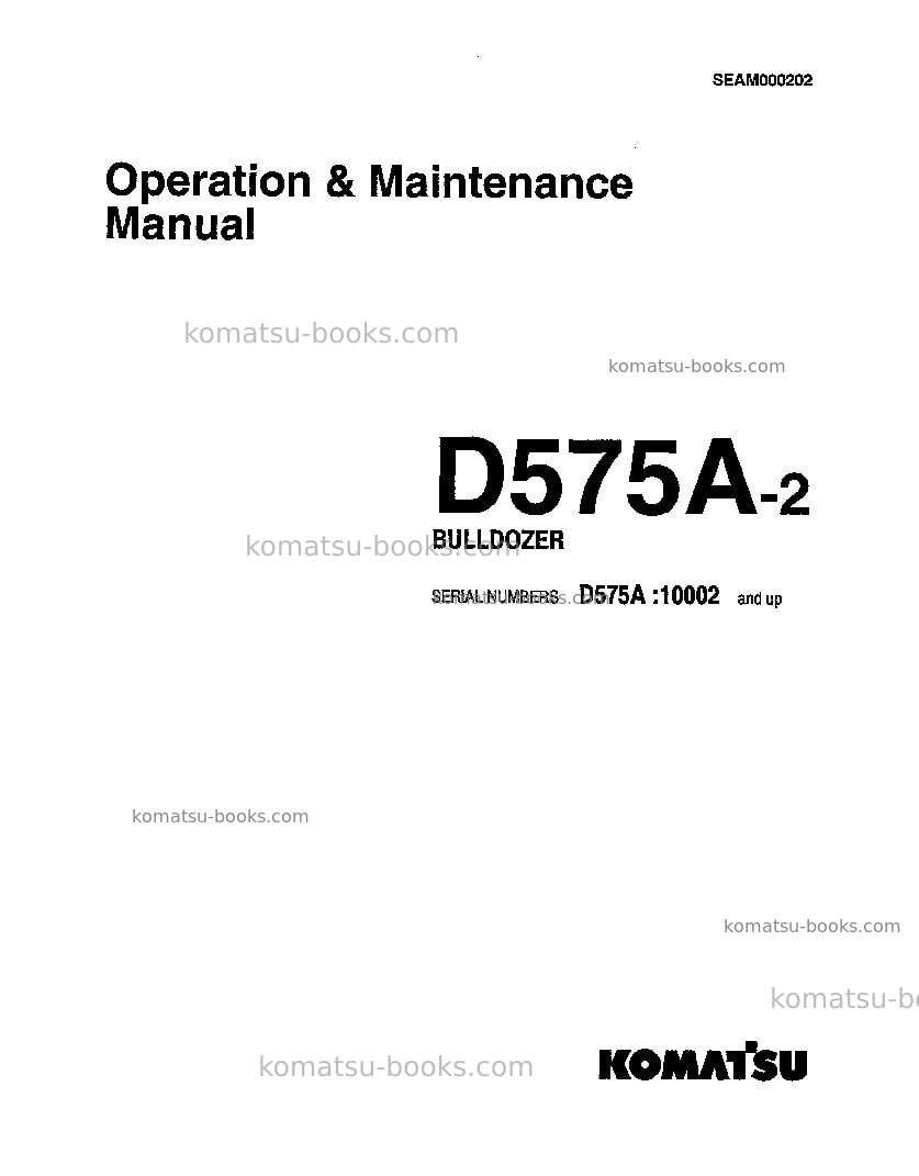 Komatsu d575a-2jpn Operation manual cover Komatsu d575a-2jpn Operation manual cover