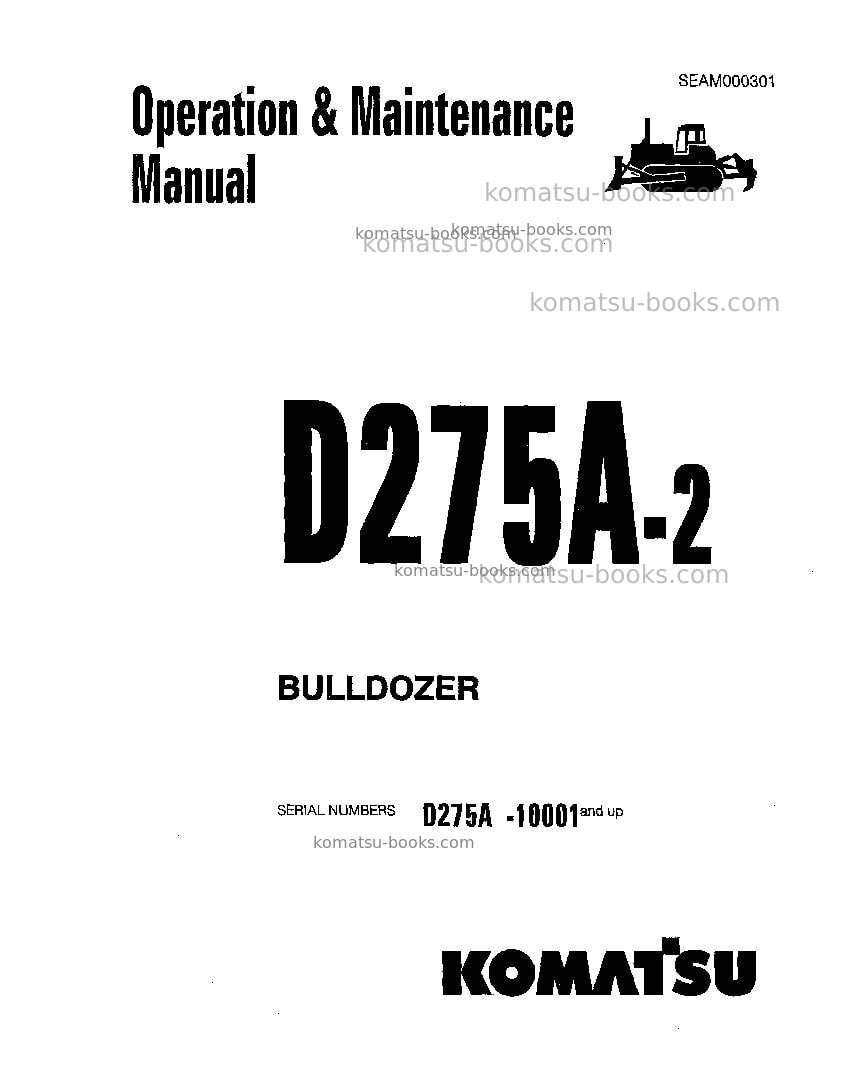 Komatsu d275a-2jpn Operation manual cover Komatsu d275a-2jpn Operation manual cover