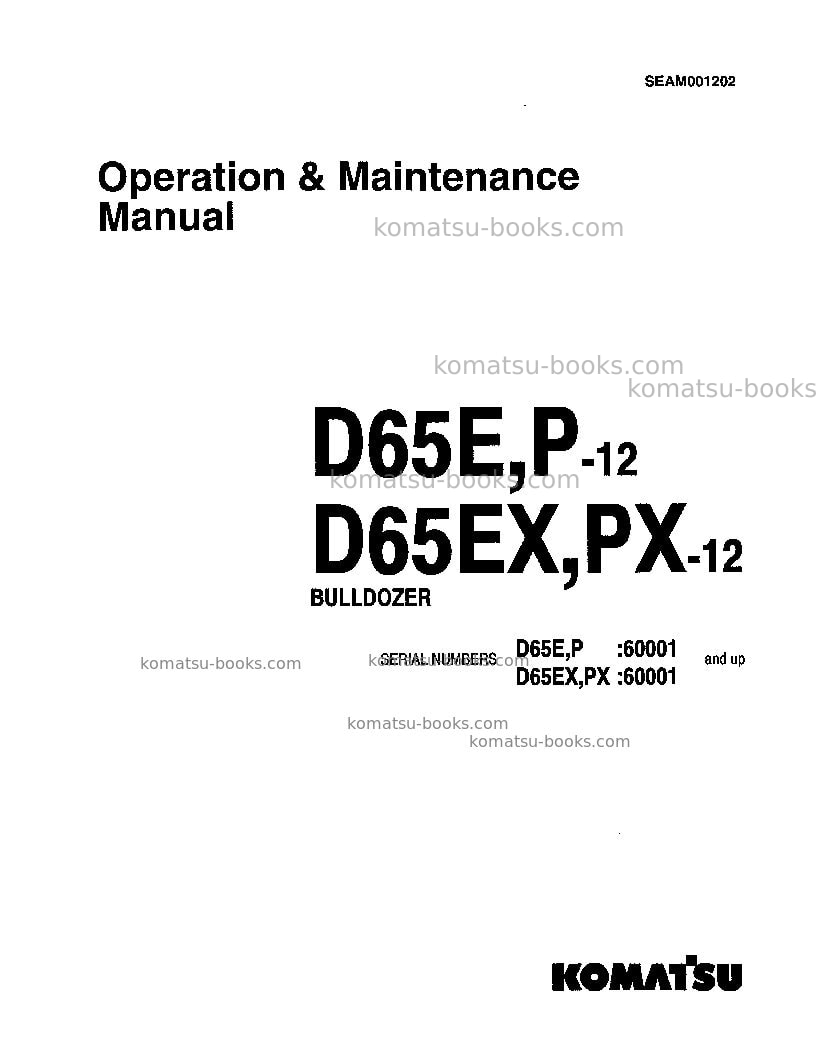 Komatsu d65e-12jpn Operation manual cover Komatsu d65e-12jpn Operation manual cover