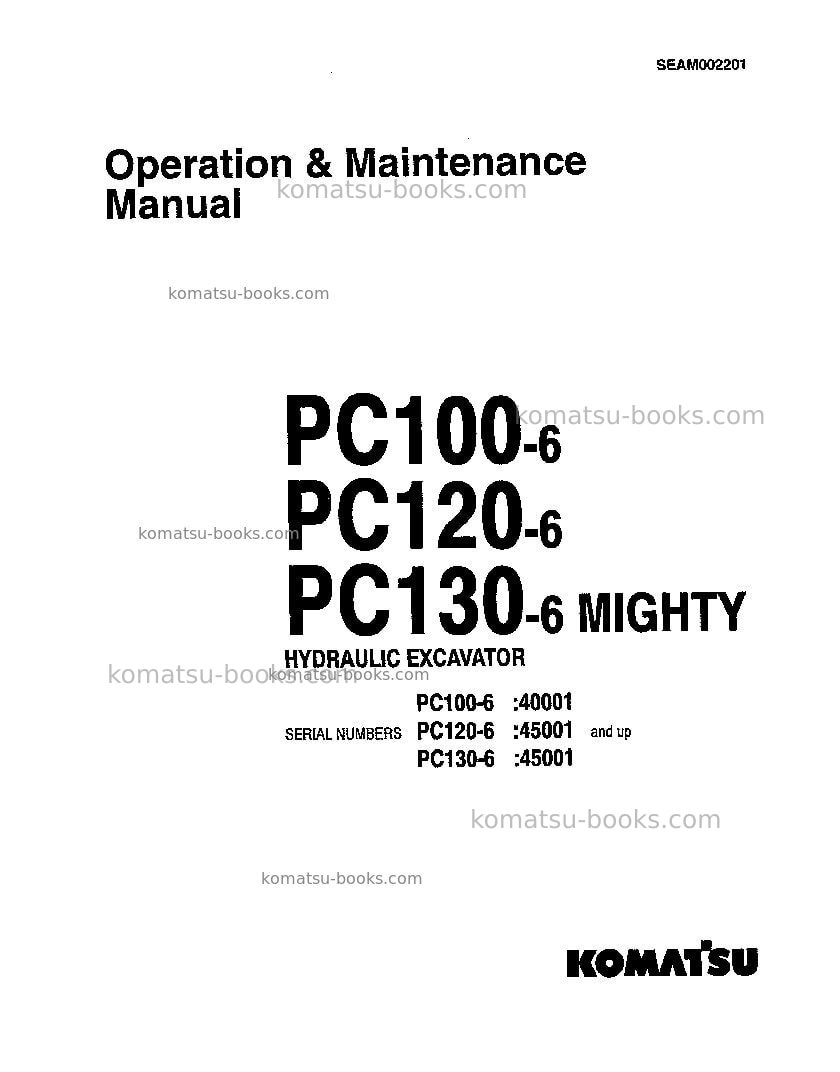Komatsu pc100-6jpn Operation manual cover Komatsu pc100-6jpn Operation manual cover