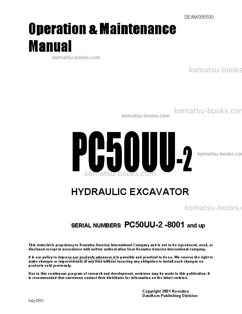 Komatsu pc50uu-2jpn Operation manual cover Komatsu pc50uu-2jpn Operation manual cover
