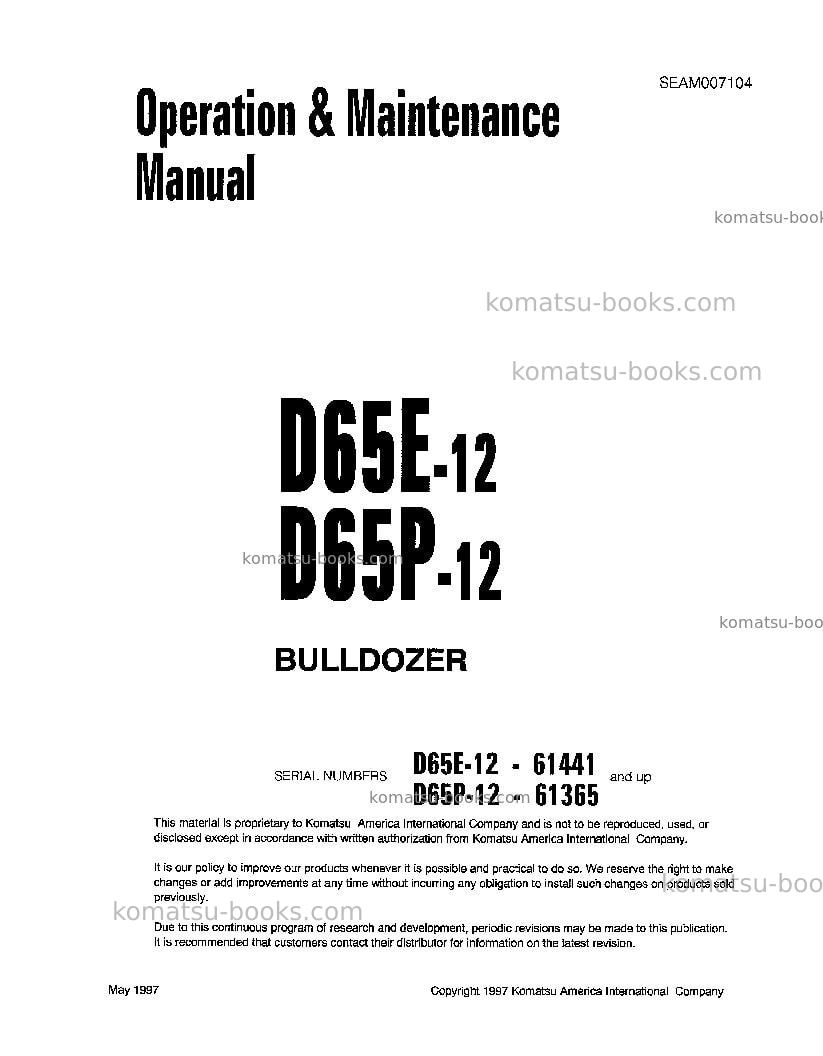 Komatsu d65e-12jpn Operation manual cover Komatsu d65e-12jpn Operation manual cover