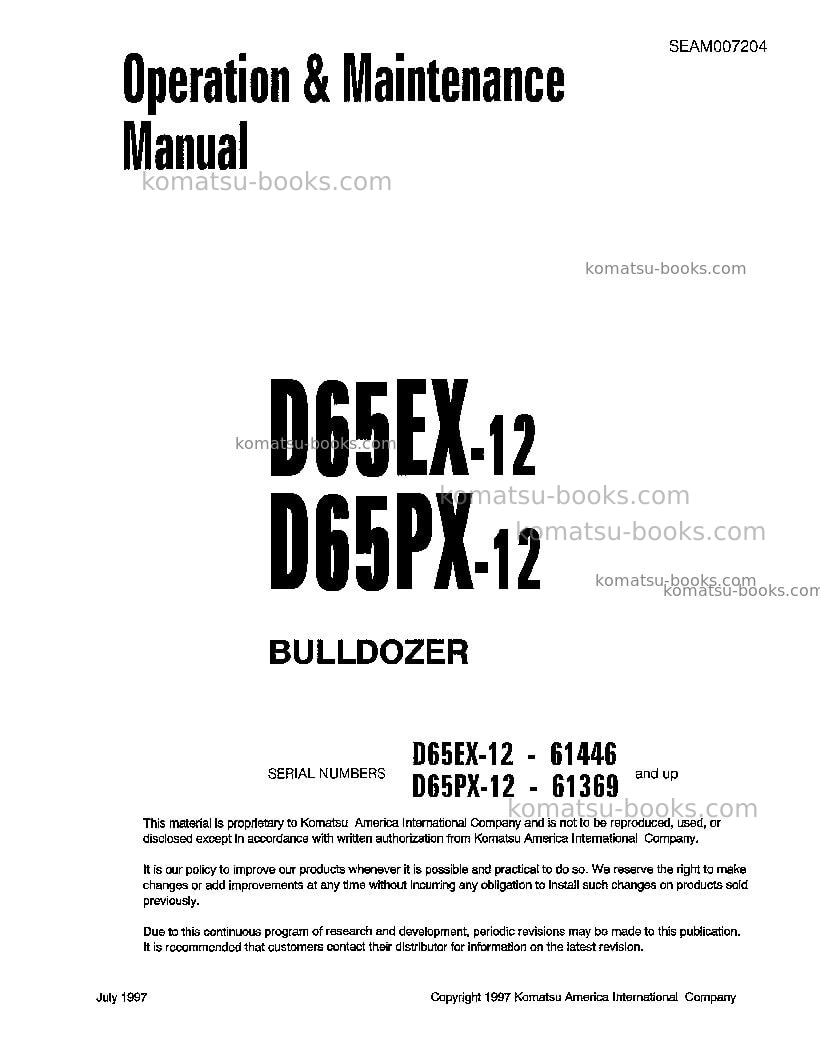 Komatsu d65px-12jpn Operation manual cover Komatsu d65px-12jpn Operation manual cover