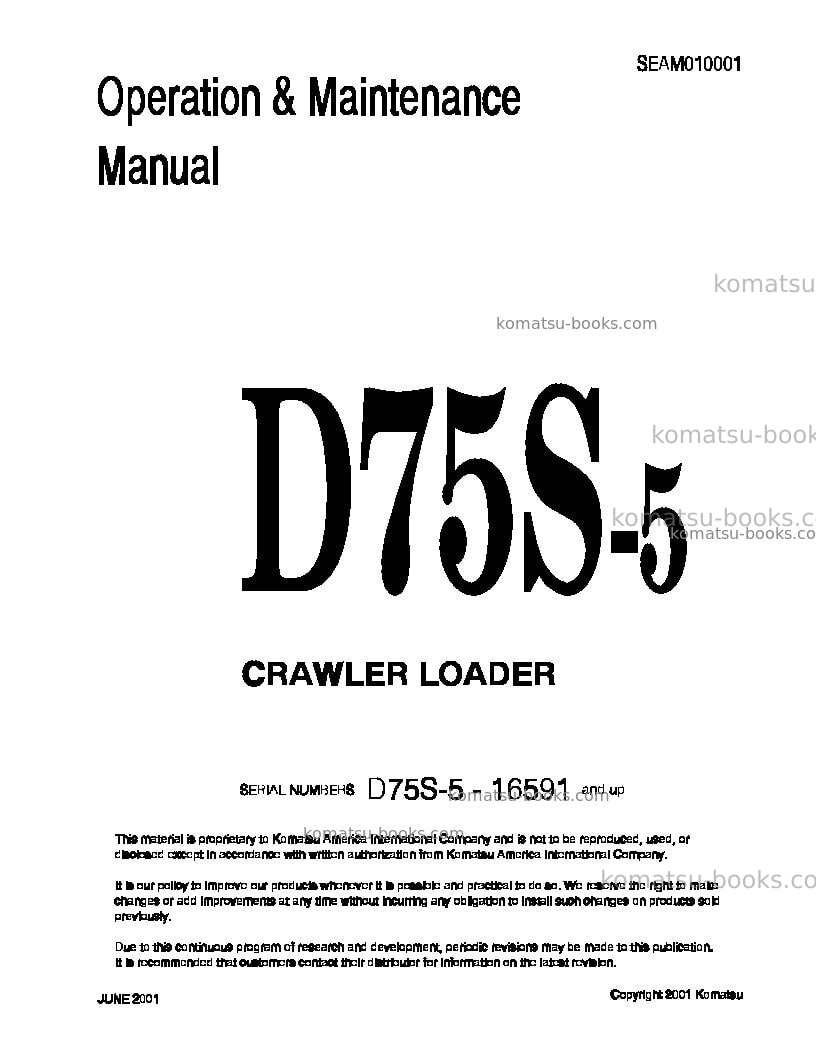 Komatsu d75s-5jpn Operation manual cover