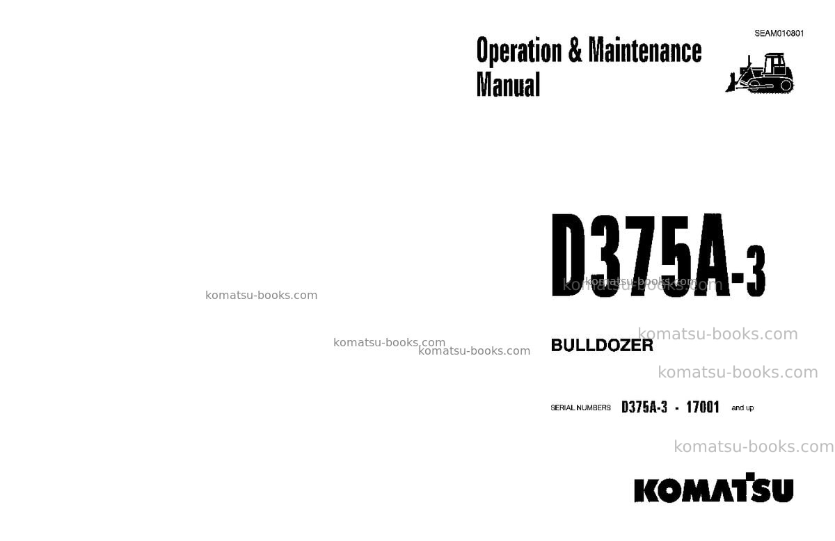 Komatsu d375a-3jpn-6-track roller Operation manual cover Komatsu d375a-3jpn-6-track roller Operation manual cover