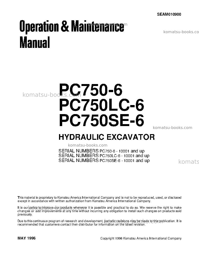 Komatsu pc800se-6jpn Operation manual cover