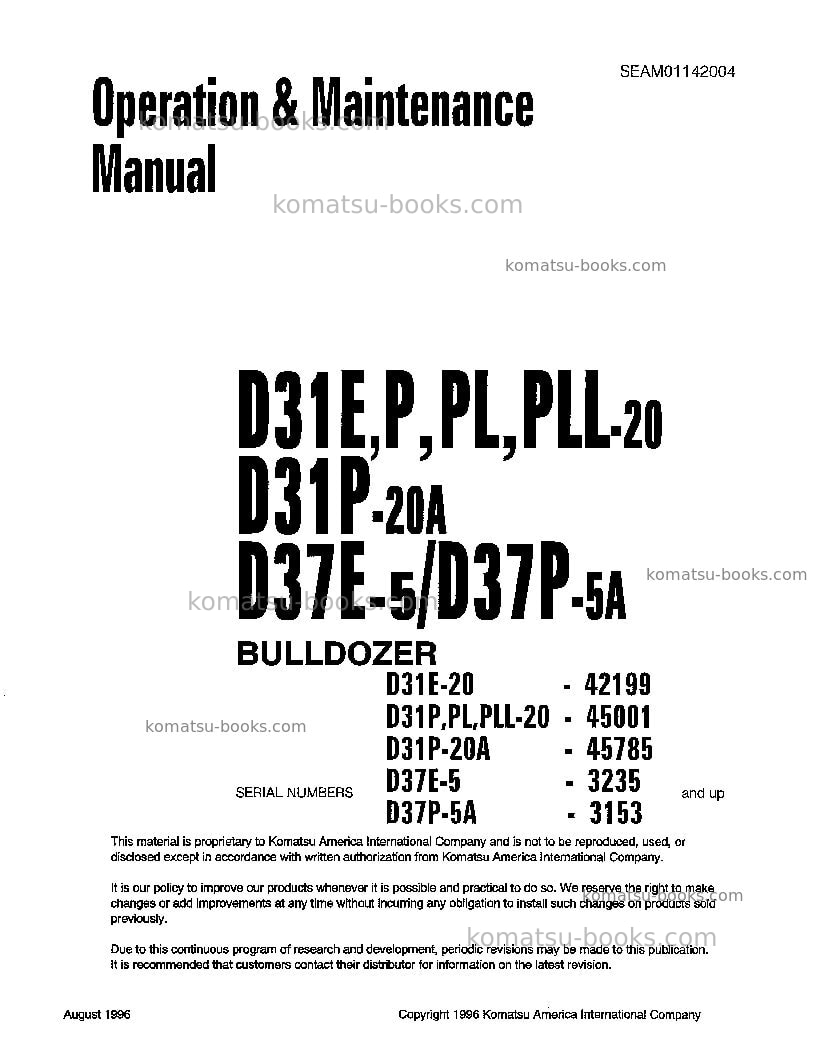 Komatsu d31e-20jpn-trimming dozer Operation manual cover