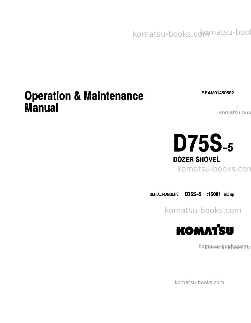 Komatsu d75s-5jpn Operation manual cover Komatsu d75s-5jpn Operation manual cover
