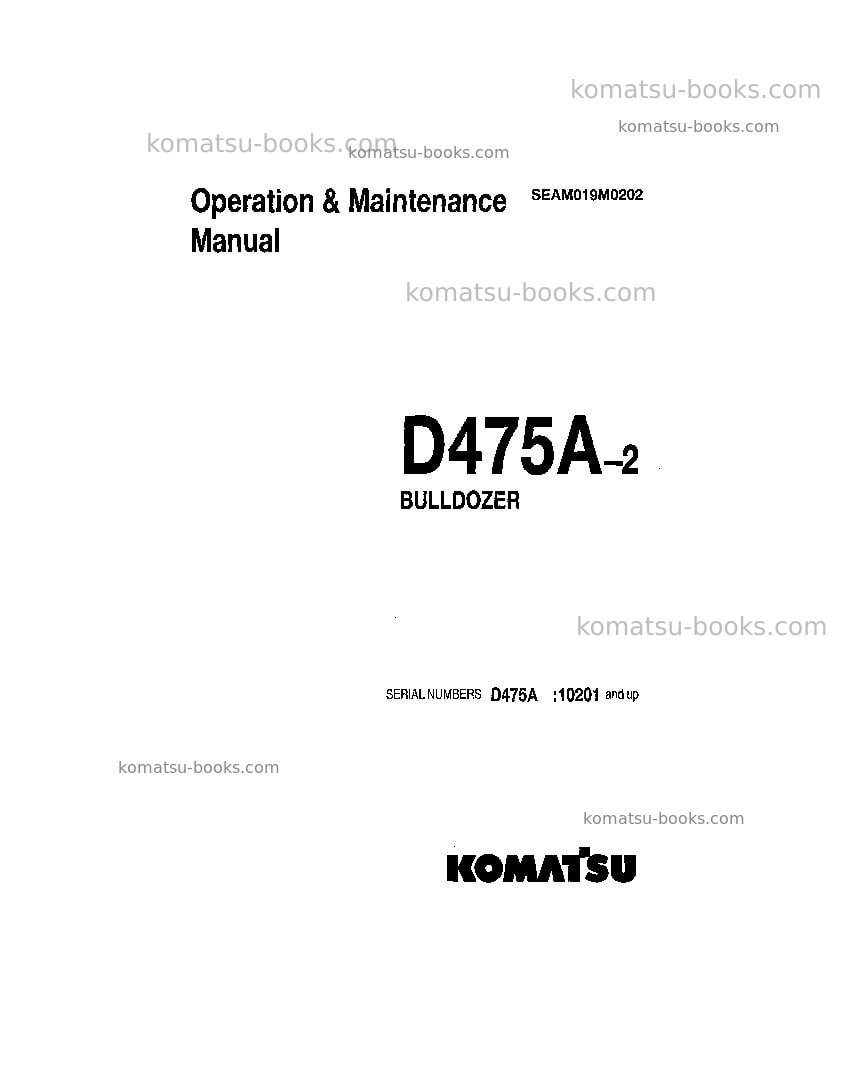 Komatsu d475a-2jpn Operation manual cover Komatsu d475a-2jpn Operation manual cover