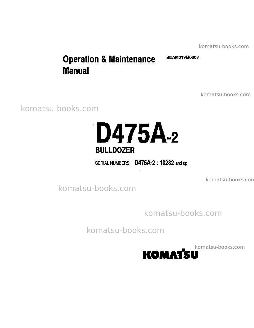 Komatsu d475a-2jpn Operation manual cover Komatsu d475a-2jpn Operation manual cover