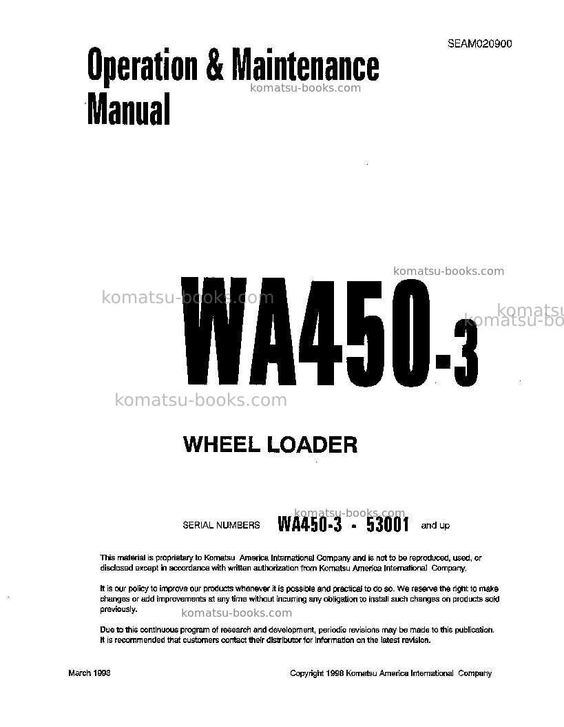 Komatsu wa450l-3jpn Operation manual cover Komatsu wa450l-3jpn Operation manual cover