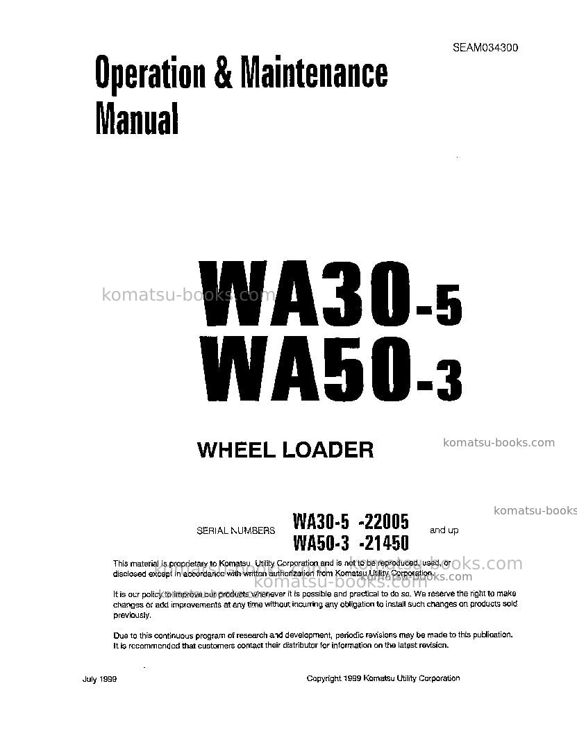 Komatsu wa30-5jpn Operation manual cover Komatsu wa30-5jpn Operation manual cover