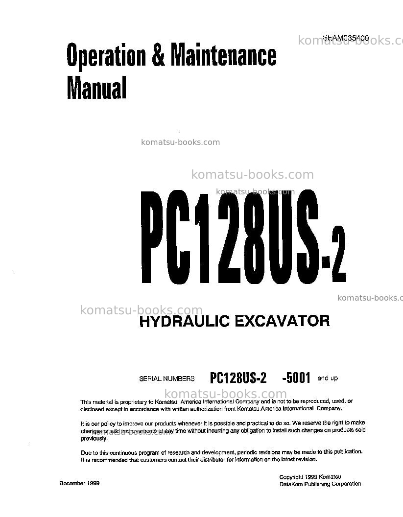 Komatsu pc128us-2jpn Operation manual cover Komatsu pc128us-2jpn Operation manual cover