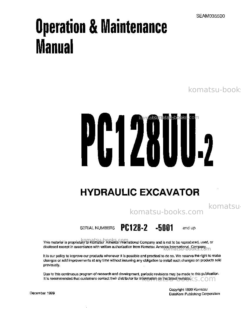 Komatsu pc128uu-2jpn Operation manual cover Komatsu pc128uu-2jpn Operation manual cover