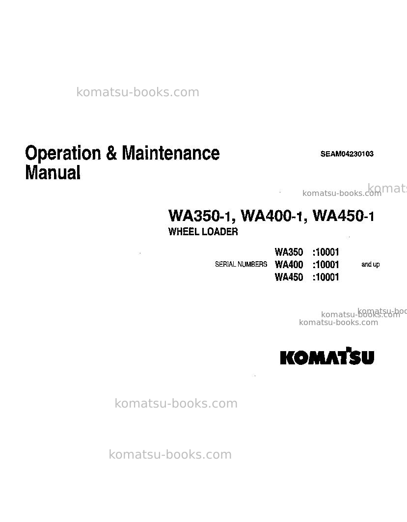 Komatsu wa400-1jpn Operation manual cover