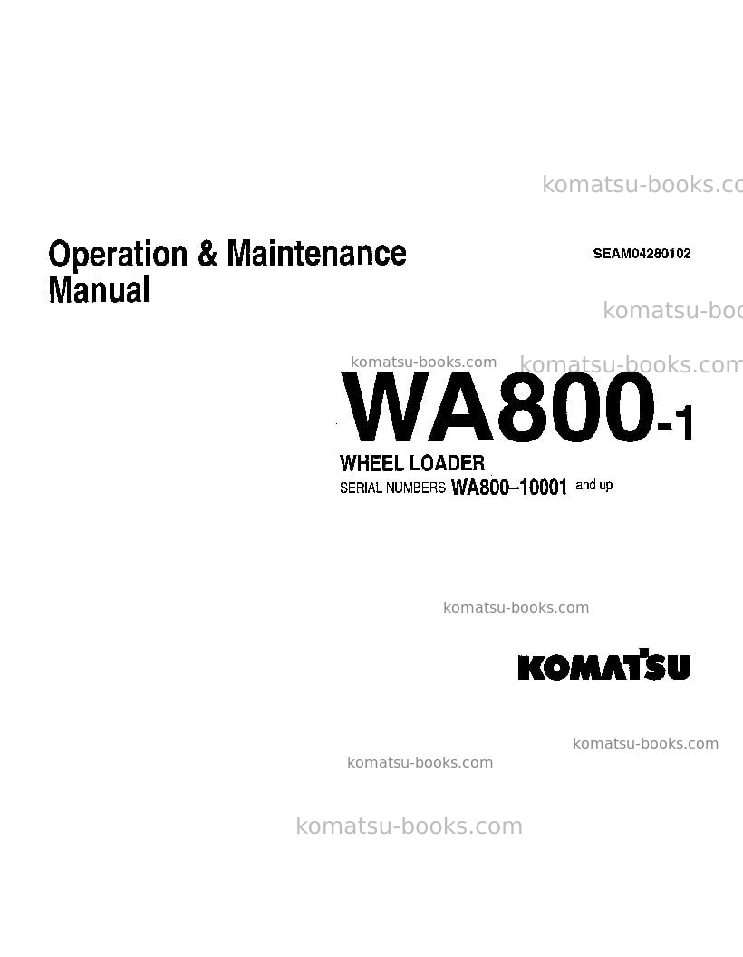 Komatsu wa800-1jpn Operation manual cover