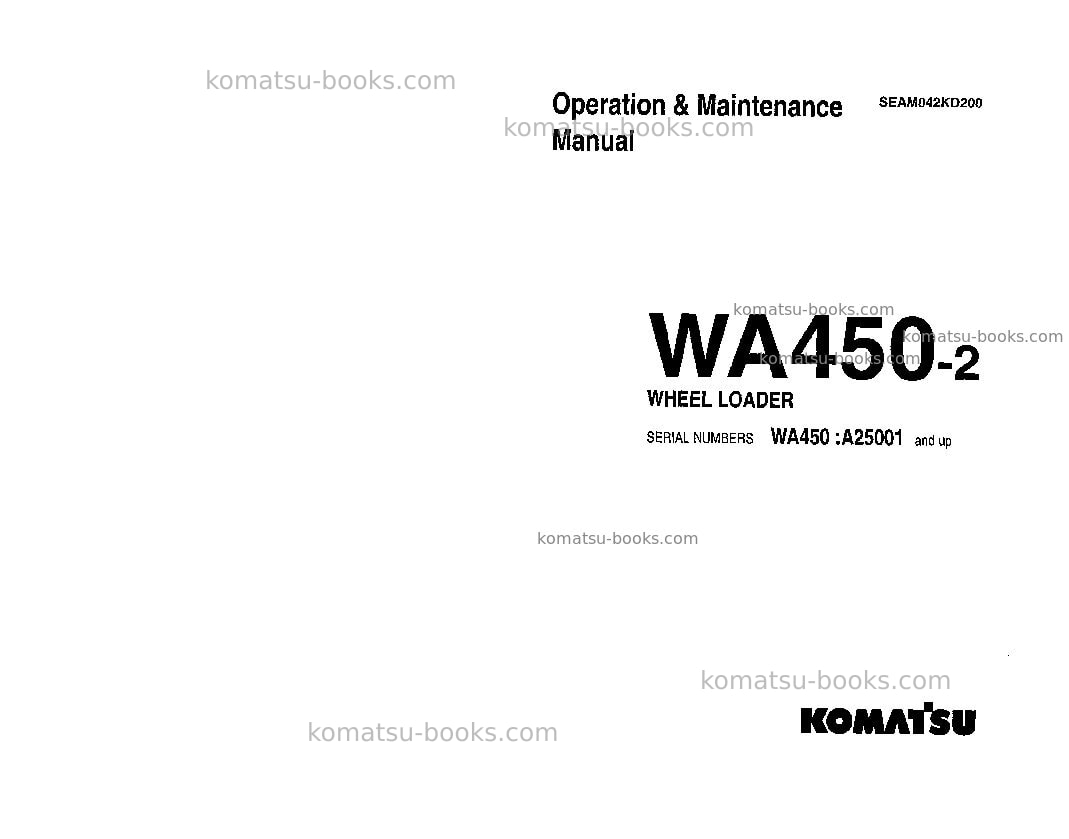 Komatsu wa450-2usa Operation manual cover Komatsu wa450-2usa Operation manual cover