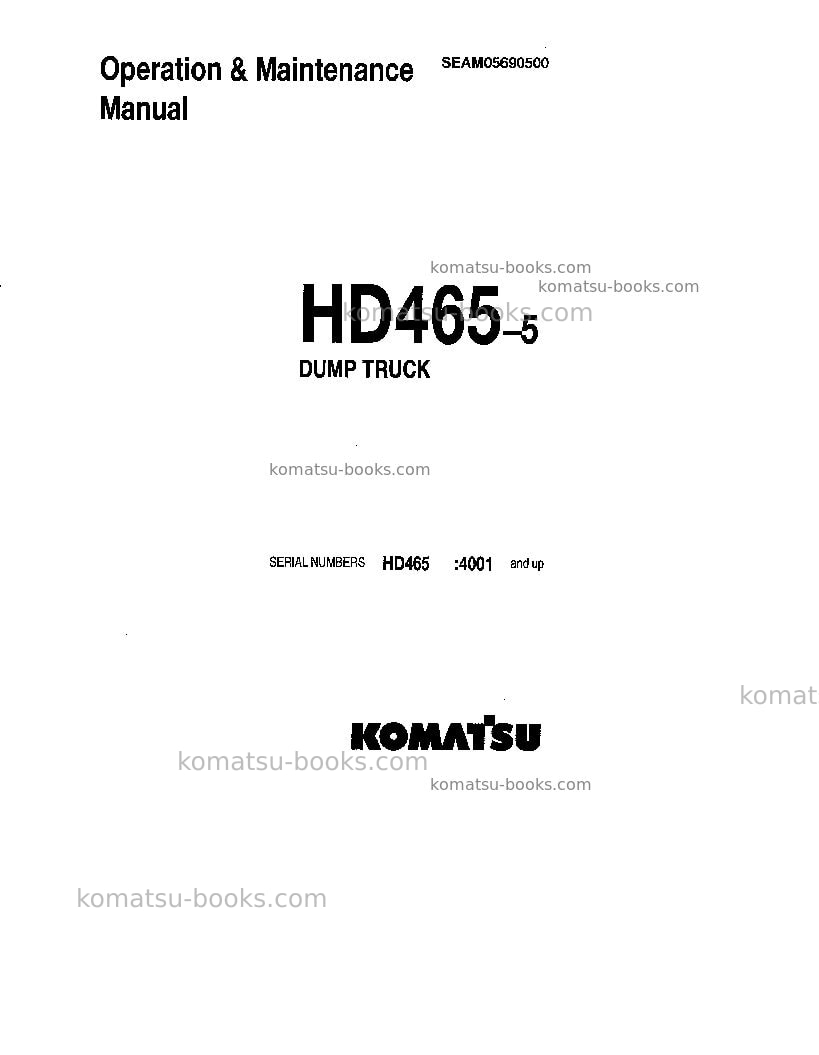 Komatsu hd465-5jpn Operation manual cover Komatsu hd465-5jpn Operation manual cover