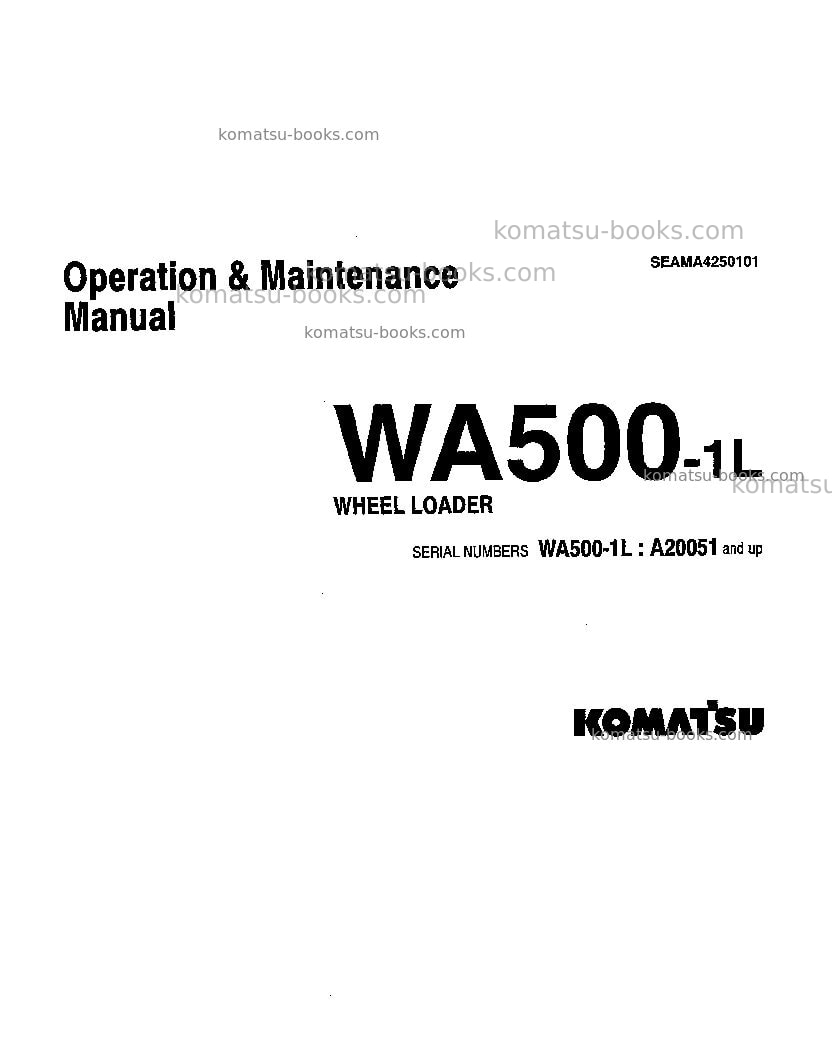 Komatsu wa500-1usa-l Operation manual cover Komatsu wa500-1usa-l Operation manual cover