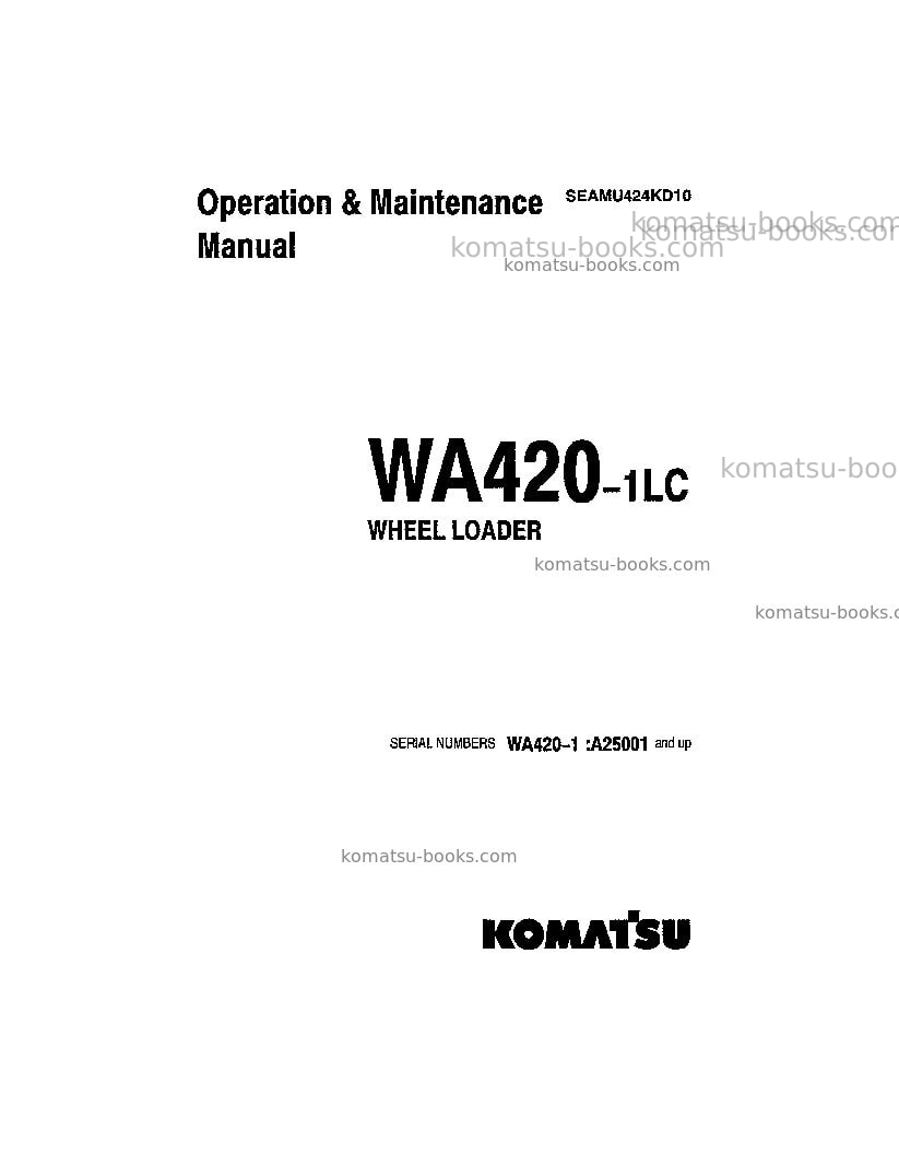 Komatsu wa420-1jpn-lc Operation manual cover