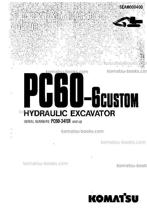 Komatsu pc60-6jpn-custom Operation manual cover Komatsu pc60-6jpn-custom Operation manual cover
