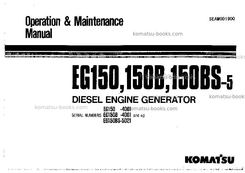 Komatsu eg150-5jpn Operation manual cover Komatsu eg150-5jpn Operation manual cover