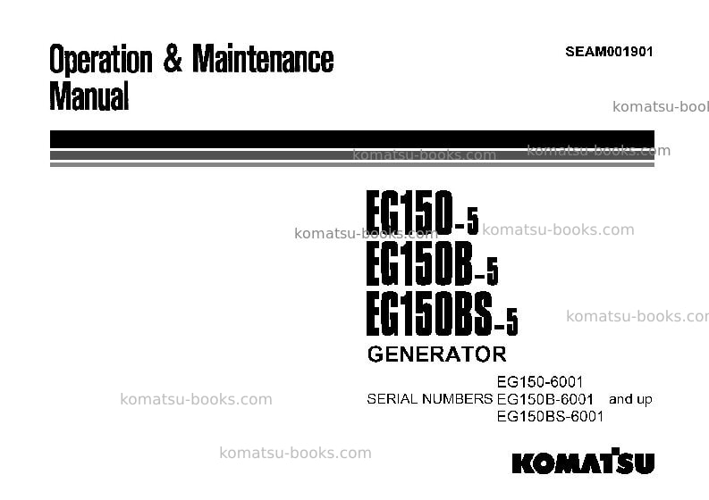 Komatsu eg150bs-5jpn Operation manual cover Komatsu eg150bs-5jpn Operation manual cover