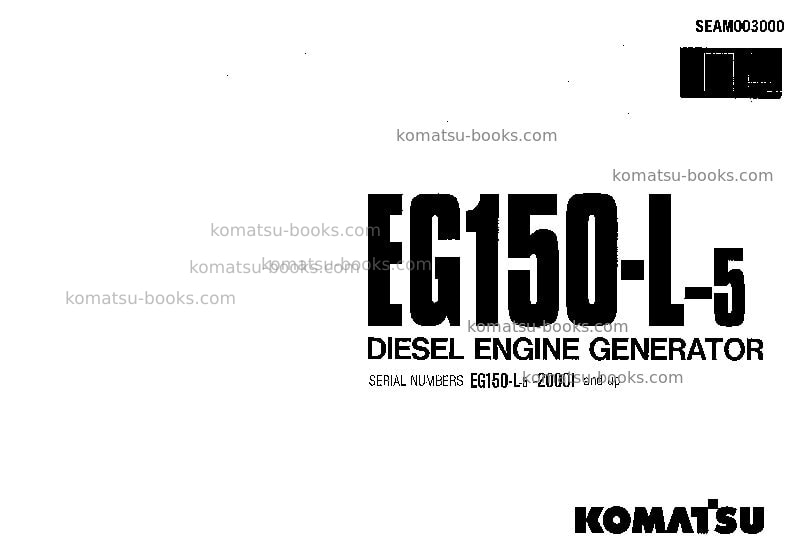 Komatsu eg150l-5jpn Operation manual cover Komatsu eg150l-5jpn Operation manual cover