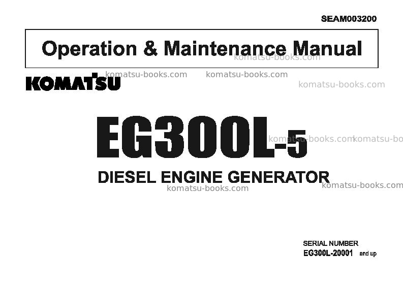 Komatsu eg300l-5jpn Operation manual cover Komatsu eg300l-5jpn Operation manual cover