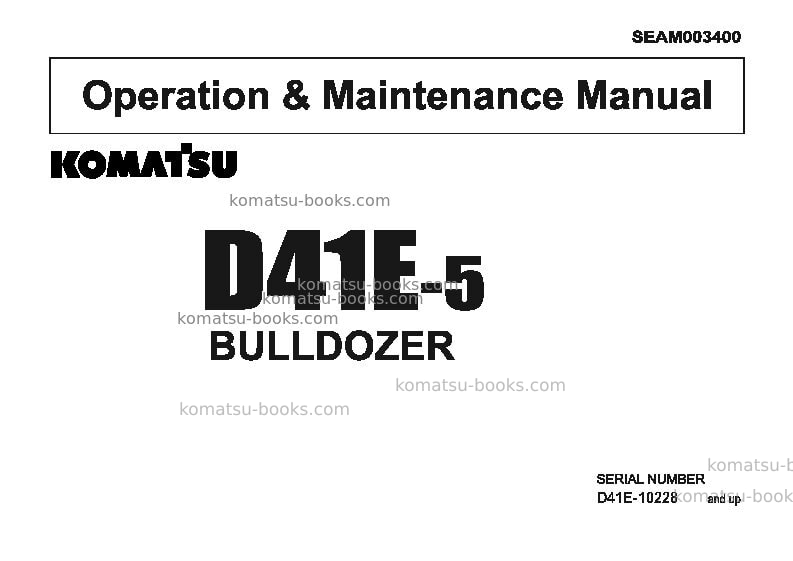 Komatsu d41e-5jpn Operation manual cover Komatsu d41e-5jpn Operation manual cover