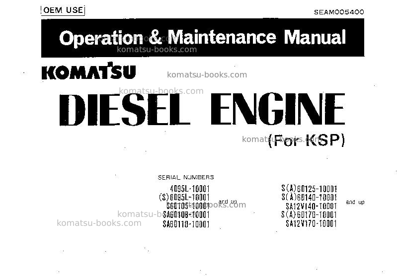 Komatsu s6d95l-1jpn-for ksp Operation manual cover Komatsu s6d95l-1jpn-for ksp Operation manual cover