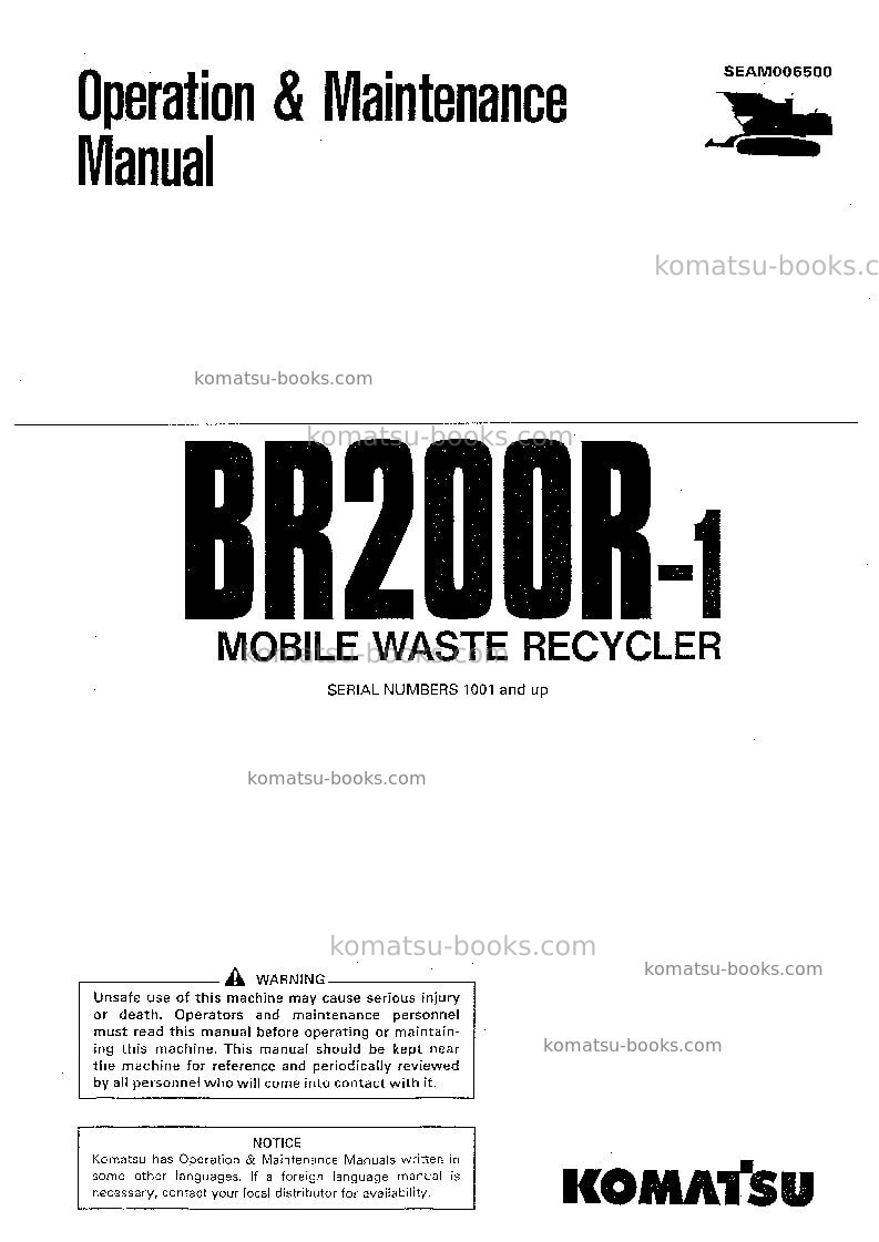 Komatsu br200r-1jpn Operation manual cover
