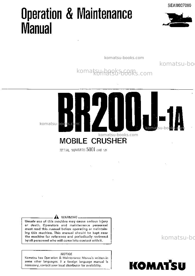 Komatsu br200j-1jpn-for korea Operation manual cover Komatsu br200j-1jpn-for korea Operation manual cover