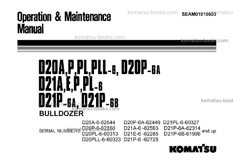 Komatsu d21ag-6jpn Operation manual cover Komatsu d21ag-6jpn Operation manual cover