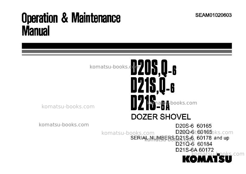 Komatsu d21s-6jpn-a Operation manual cover Komatsu d21s-6jpn-a Operation manual cover
