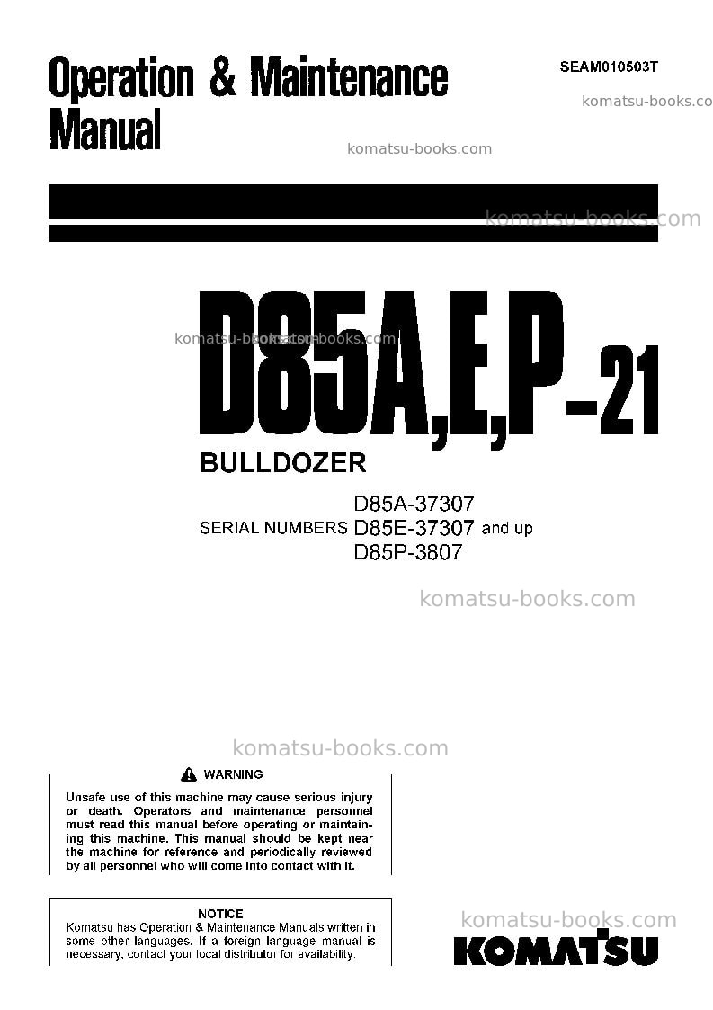 Komatsu sk815-5ita-turbo Operation manual cover Komatsu sk815-5ita-turbo Operation manual cover
