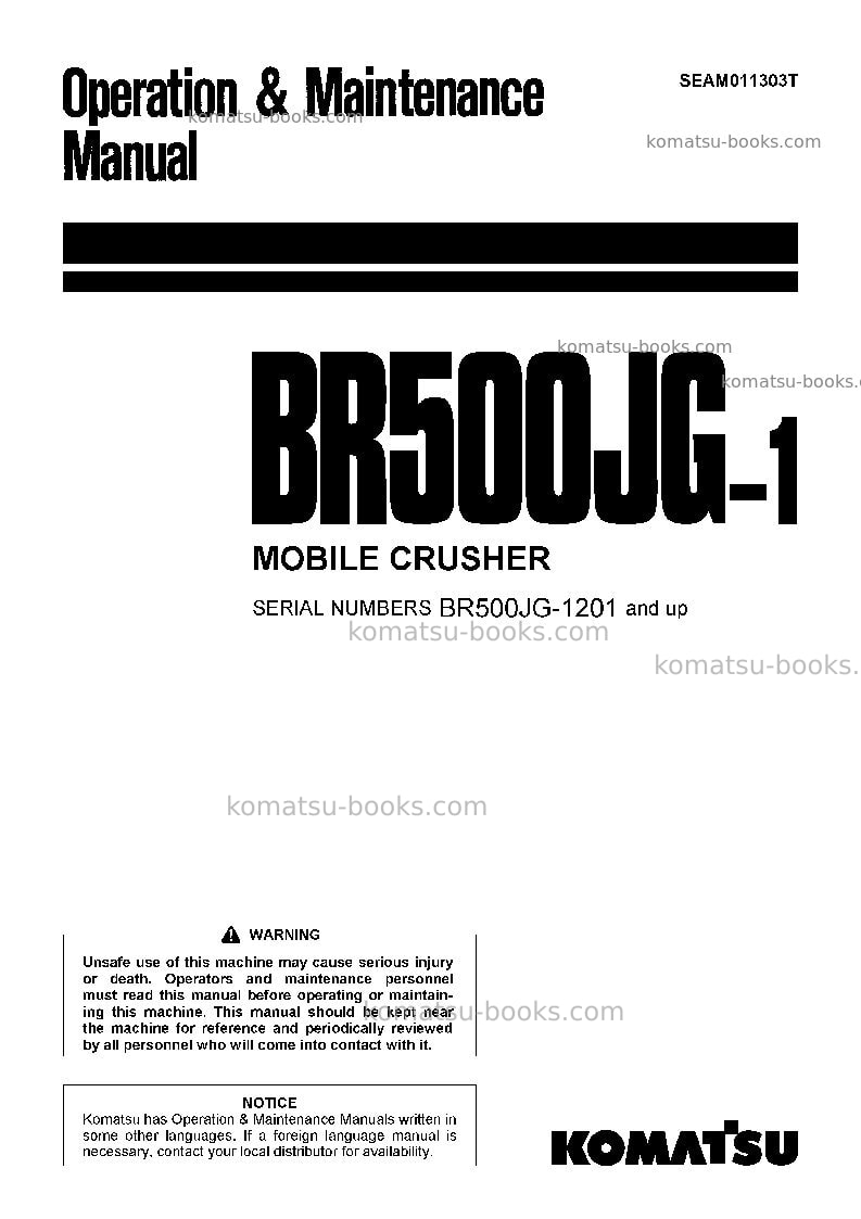 Komatsu br500jg-1jpn Operation manual cover