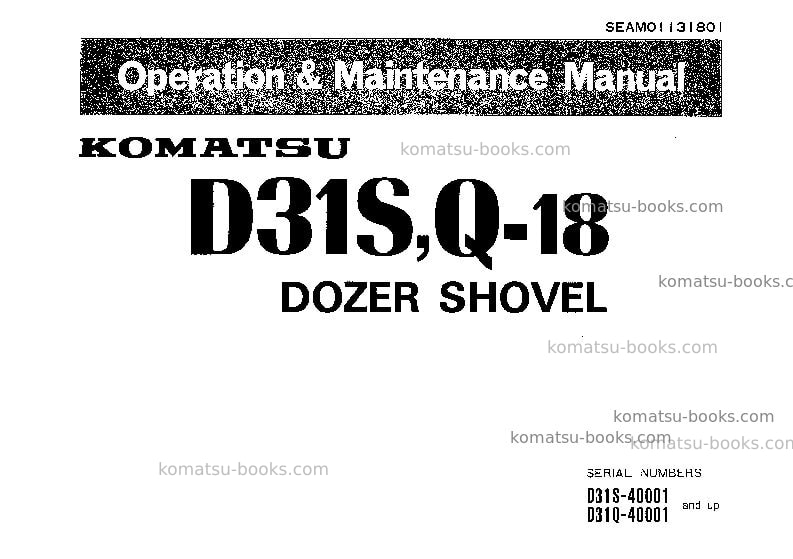 Komatsu d31q-18jpn Operation manual cover Komatsu d31q-18jpn Operation manual cover