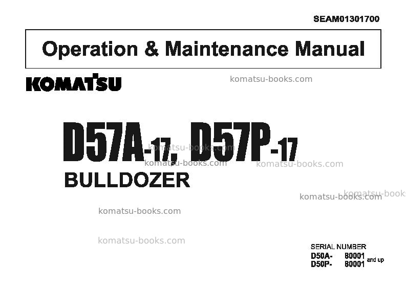 Komatsu d50p-17jpn Operation manual cover Komatsu d50p-17jpn Operation manual cover