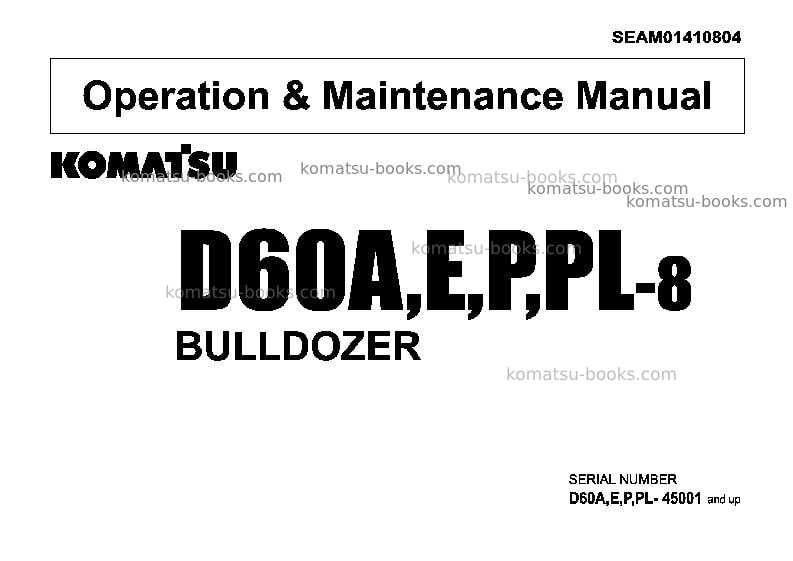 Komatsu d60pl-8jpn Operation manual cover