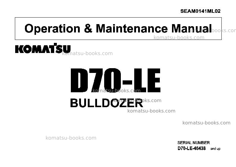 Komatsu d70le-8jpn Operation manual cover Komatsu d70le-8jpn Operation manual cover