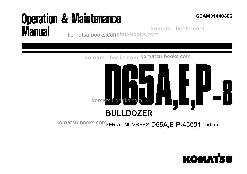 Komatsu d65e-8jpn Operation manual cover Komatsu d65e-8jpn Operation manual cover