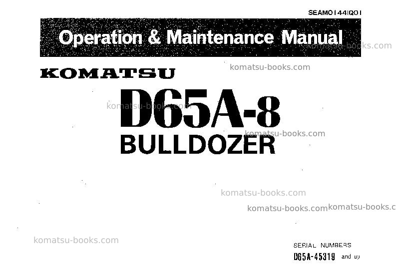 Komatsu d65a-8jpn Operation manual cover Komatsu d65a-8jpn Operation manual cover
