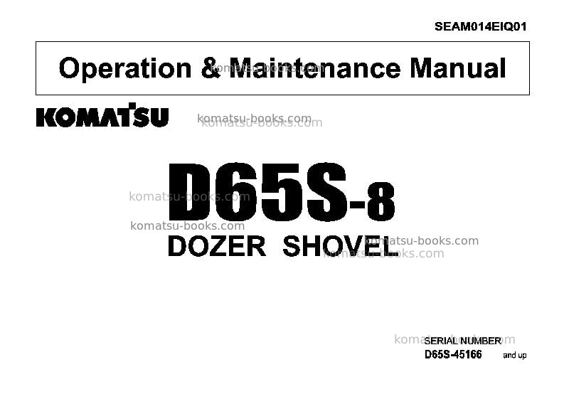 Komatsu d65s-8jpn Operation manual cover Komatsu d65s-8jpn Operation manual cover