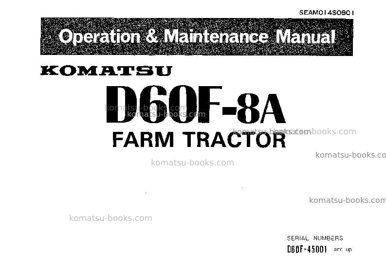 Komatsu d60f-8jpn-a Operation manual cover