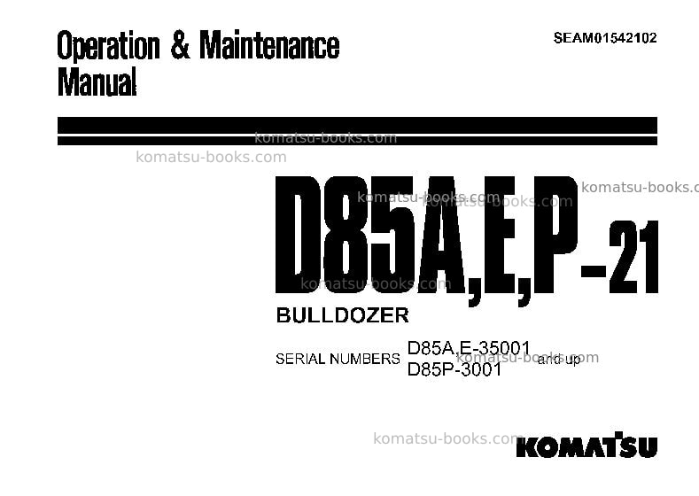 Komatsu d85a-21jpn Operation manual cover
