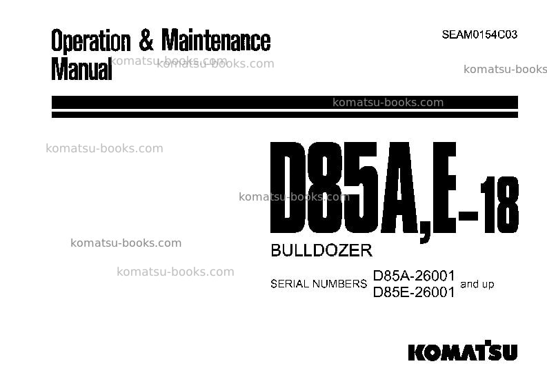 Komatsu d85a-18jpn Operation manual cover Komatsu d85a-18jpn Operation manual cover